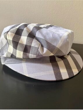 Burberry Blue, Gray & White Classic Plaid Newsboy Cap
